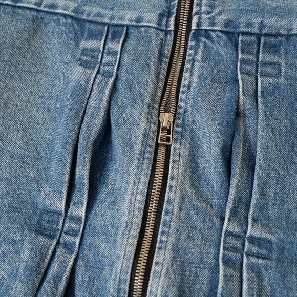 TANAKA Denim Work Jacket No Collar Raw Hem Zip Blue Mid Washed Unisex - Picture 4 of 13